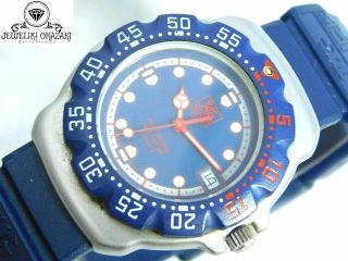 Tag Heuer 370.  513 F1 Formula 1 Midsize Date Blue Vintage Watch Swiss Quartz
