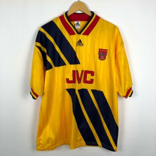 Vintage Arsenal 1993 1994 Away Football Shirt Soccer Jersey Adidas Jvc Sz 42 - 44