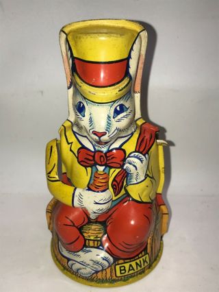Vintage J.  Chein Tin Litho Uncle Wiggily Coin Bank - Wiggly