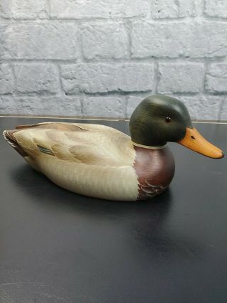 Vtg Abercrombie Fitch Hand Carved Wooden Duck Signed Mary Stevens Mallard 17 "