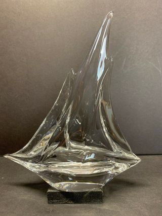 Vtg Daum France Heavy Art Glass Crystal Large Three (3) Mast Sailboat 2 Lb 15 Oz
