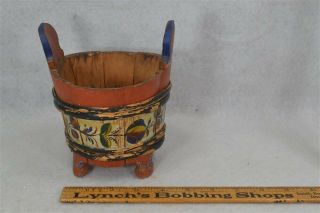 Antique Wood Bucket Paint Decorated Wooden Handmade Germany Austria 5 " Sm 1800