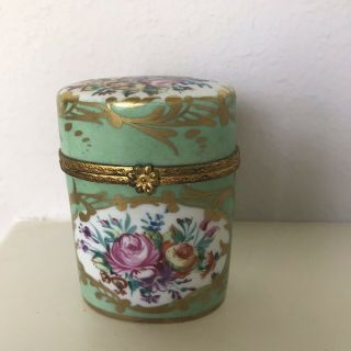 Antique French Porcelain Limoges Dresser Box,  Handpainted