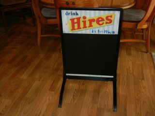 Vintage Hires Root Beer Sidewalk Chalkboard Doubled Side Sign With Stand