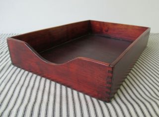 Vintage File Box Tray Cherry Wood Office Library Desk Top,  Organizer,  15 " Long