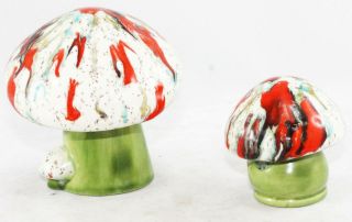 Set Of 2 - Vintage 70s - Ceramic Mushrooms - Mod Organic Acid Design - 4 " T