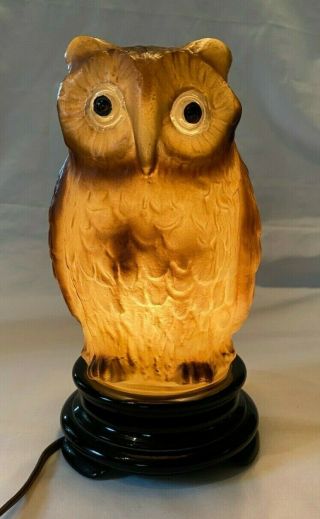 Vintage 1930s Tiffin Art Glass Owl Night Light Lamp All