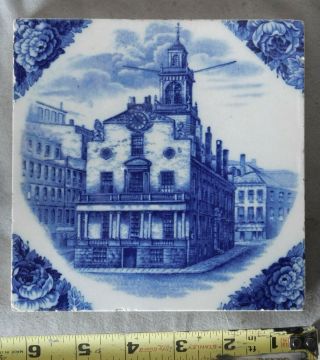 Rare Antique Ceramic Tile Boston State House Trivet 1899 Wedgwood Jones Mcduffee