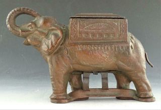 Art Deco Cast Iron Elephant Form Cigarette Dispenser Patina No Rsv
