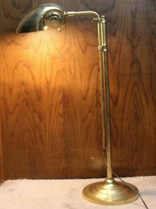 Vintage Solid Brass Stiffel Shell Floor Lamp Adjustable Height 50  H