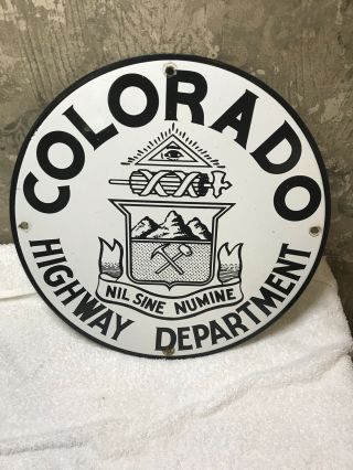Rare Vintage Porcelain On Steel State Of Colorado Highway Department