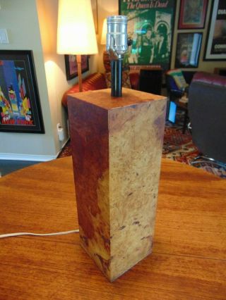 Vtg Mid - Century Modern Columnar Burl Table Lamp.  Milo Baughman (?)