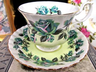 Royal Albert Tea Cup And Saucer Green & Roses Pattern Teacup Lakeside Grasmere