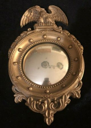Vintage Syroco Wood Bald Eagle Federal Style Porthole Mirror With Convex Glass