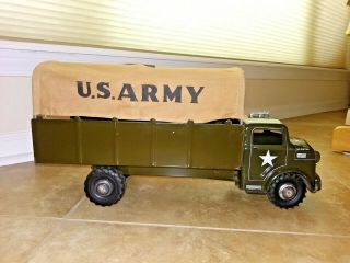 VINTAGE 1950’s MARX LUMAR US ARMY TROOP TRANSPORT CARRIER TRUCK PRESSED METAL 2