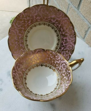 Royal Stafford Wide Mouth Gold Rose Lace Bone China England Tea Cup & Saucer