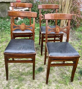 Set Of 4 Solid Kumfort Louis Rastetter & Sons Wood Folding Chairs Vtg Antique
