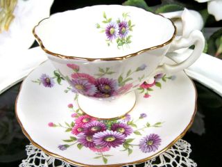 Hammersley Tea Cup And Saucer Large Flared Wide Teacup Floral Design England