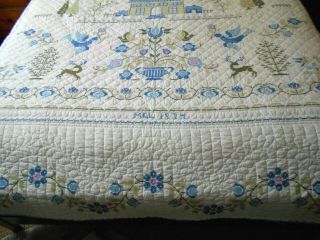Vintage Paragon American Sampler Cross Stitch Completed Quilt Queen Size 2