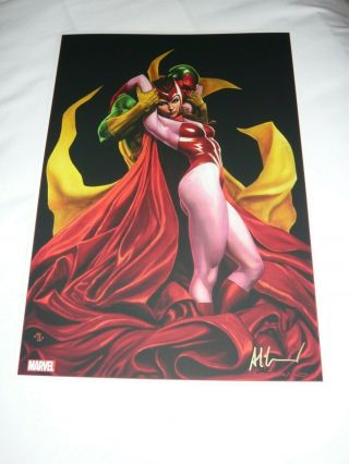 2019 Sdcc Vision & Scarlet Witch Art Print Sign By Adi Granov 11.  7x16.  5 (a3)