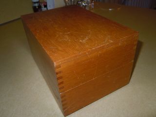 Vintage / Antique Oak Card File Box - Dovetail Corners - 8 5/8 X 5 3/4
