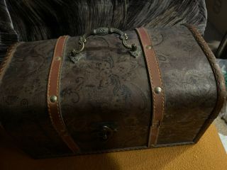 Antique Wooden Box With Handle And Functioning Latch 12x7x8