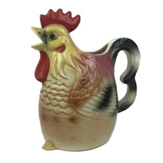Antique Rooster Ceramic Bird Pitcher Country Kitchen Home Decor Vintage Japan