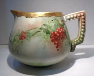 Wetz Large Hand Painted Porcelain Pitcher With Grape Designs