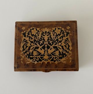 Vintage Inlaid Wood Jewelry Box Decorative Box Intricate Tree Of Life Pattern