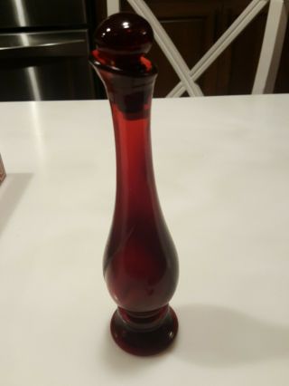 Vintage Avon Ruby Red Bud 8 " Vase/cruet With Stopper/empty