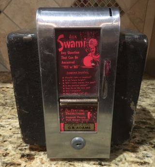 Vintage Ask Swami Napkin Holder Fortune Dispenser Trade Stimulator No Key
