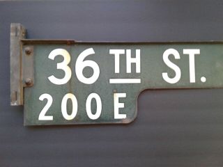 York " Vintage " 36th Street Sign Circa 1940 