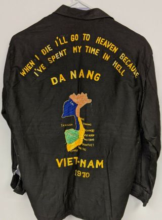 Vintage Vietnam Hand Embroidered Tour Jacket Da Nang 1970 Dragon Tiger Map War
