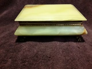 Marble Alabaster Footed Natural Stone Jewelry Trinket Box Hinged Lid