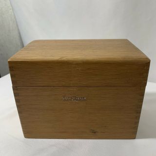 Vintage Shaw Walker Dovetailed Oak Wood Box 6.  5 " X 5 " Holds 4x6 Cards Recipe Box