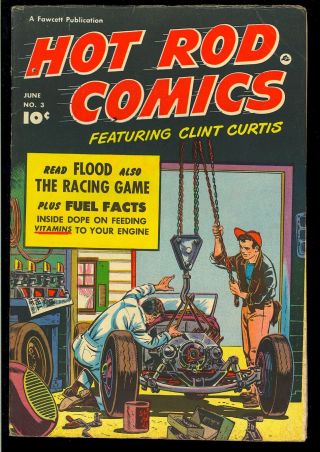 Hot Rod Comics 3 Pre - Code Golden Age Fawcett 1952 Fn