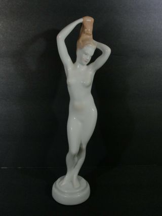 Art Deco Nude Porcelain Woman Figurine Bathing Beauty Aquincum Budapest Hungary