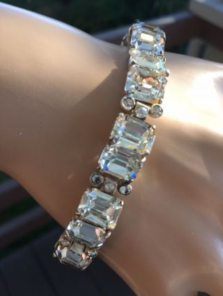 Vintage Eisenberg Signed Sterling Silver Rhinestone Crystal Bracelet