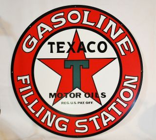 Large Vintage Texaco Oil Gas Filling Station Advertising Sign Made In Usa 25.  5 "