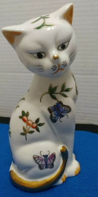 Andrea by Sadek Japan Porcelain Sitting Cat with Butterflies 7 