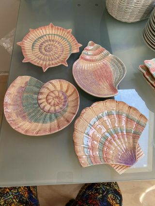 Fitz And Floyd Omnibus 1996 Sea Shell Plates Set Of 4
