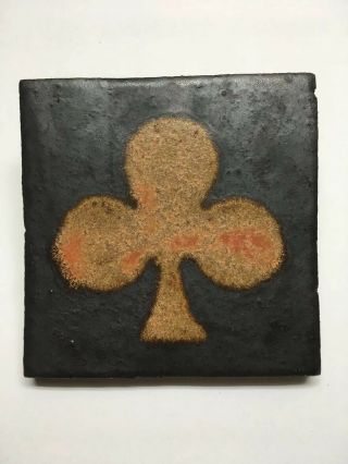 Antique Arts And Crafts Tile Club / Irish Clover American Encaustic Tile Company