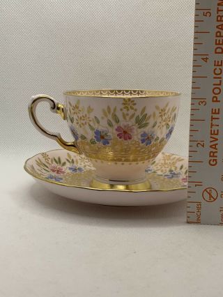 VINTAGE TUSCAN PINK AND GOLD FINE ENGLISH BONE CHINA CUP AND SAUCER 3