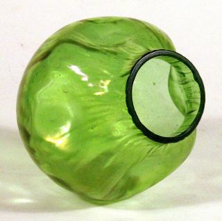 1900 Antique LOETZ Bohemia RUSTICANA Vase Iridescent Green Glass ART NOUVEAU 2