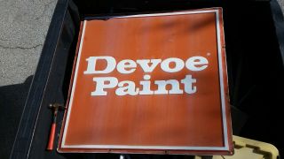Vintage Orange Devoe Paint Hardware Store Metal Sign 47.  5 " X47.  5 "
