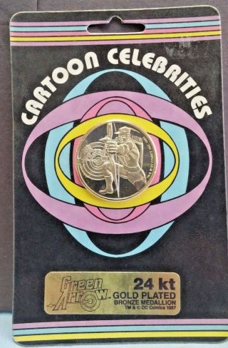 GREEN ARROW DC COMICS CARTOON CELEBRITIES SERIES 24kt Gold Medallion Coin MOC 2