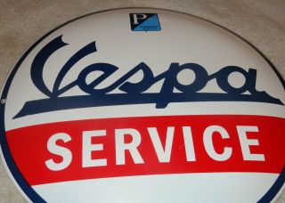 Vintage Vespa Motor Scooter Service 12 " Porcelain Metal Gasoline Oil Dealer Sign