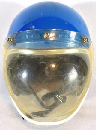 Vintage Arthur Fulmer Af40 Motorcycle Helmet With Bubble Shield And Gold Wings