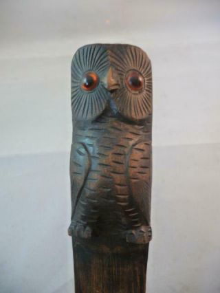 Vintage Black Forest Carved Wood Owl Paper Knife/page Turner 13 1/2 " Long
