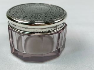 R.  Blackinton Sterling Silver Lidded Glass Vanity Jar